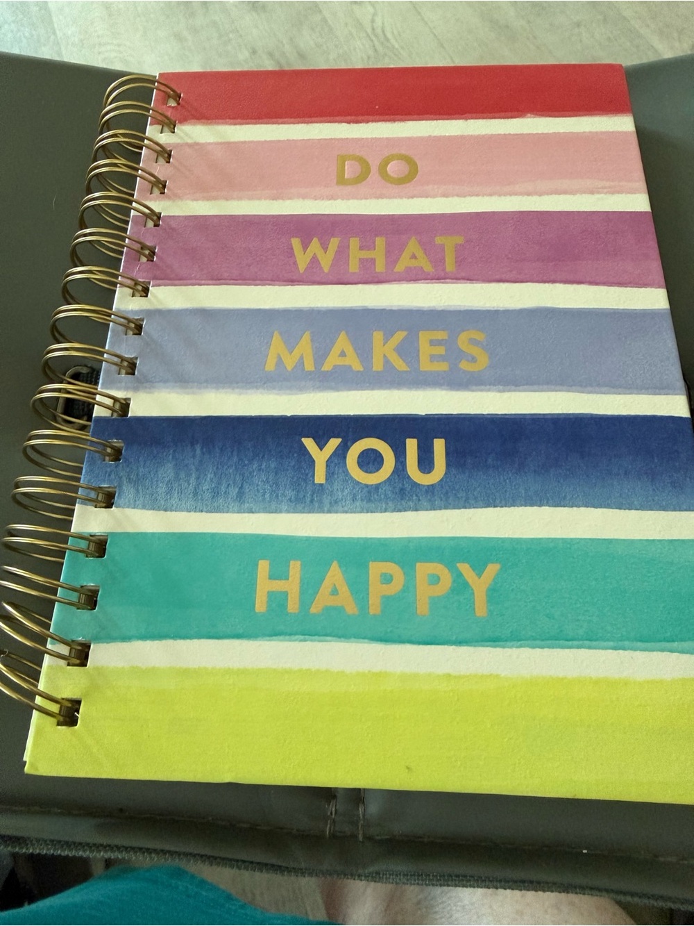 Spiral-Bound Rainbow Striped Notebook - 'Do What Makes You Happy'